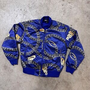 Nike Satin Bomber Jacket Fill Icon Clash Jacket Full Zip Just Do It Blue Gold XS